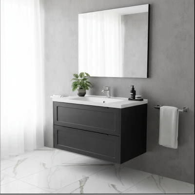 Vanity - Jess Series H900-01 Wall Hung - 100% Water Proof Black